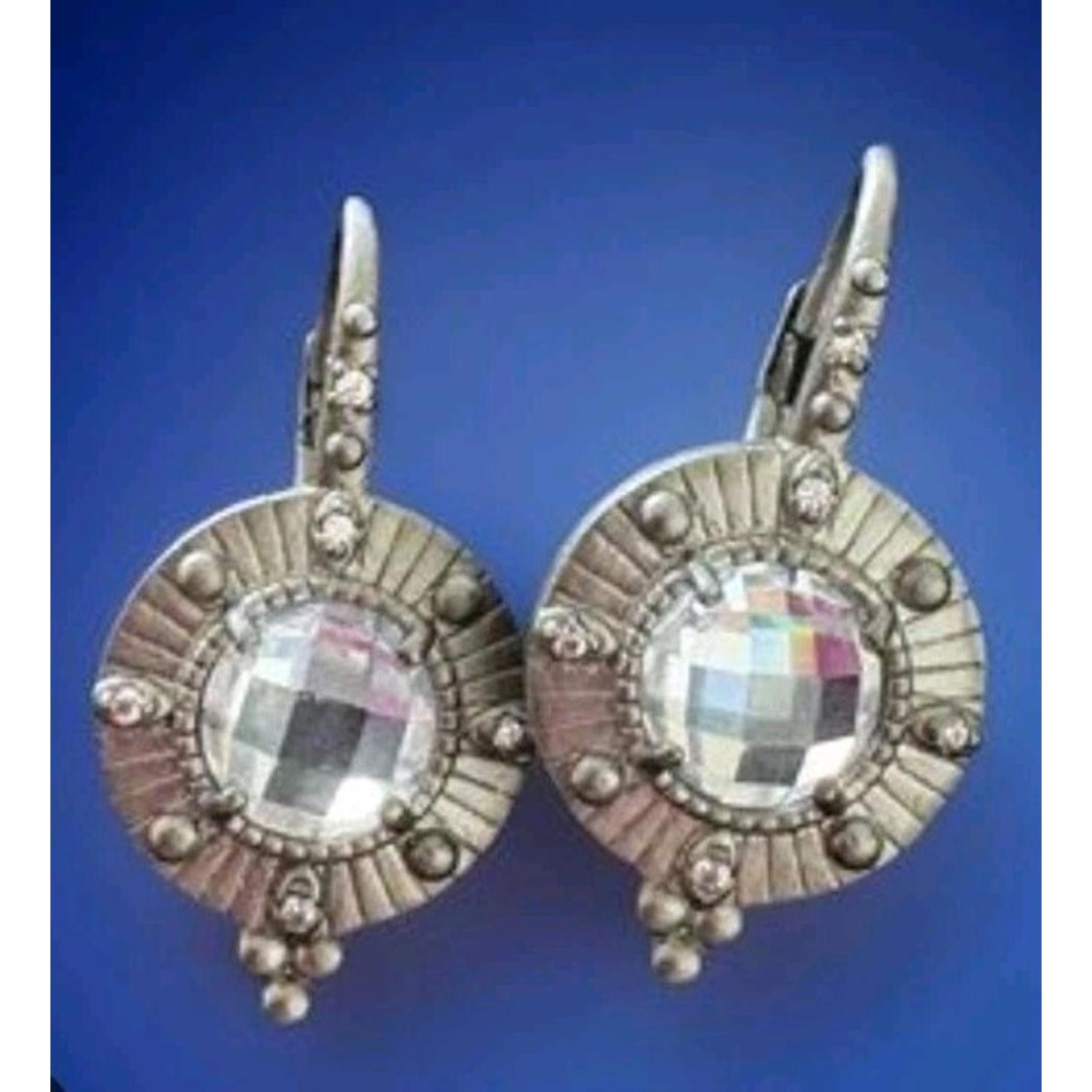 Freida Rothman Amazonian Allure Black Rhodium Silver Leverback Earrings 95$